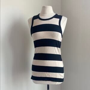 JAMES PERSE Striped Tank Womens Sz Medium Black Cream Rugby Stripe Linen Blend